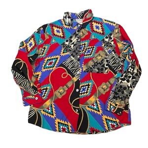 Western Plains Trading Co vintage western and equestrian themed button up size M